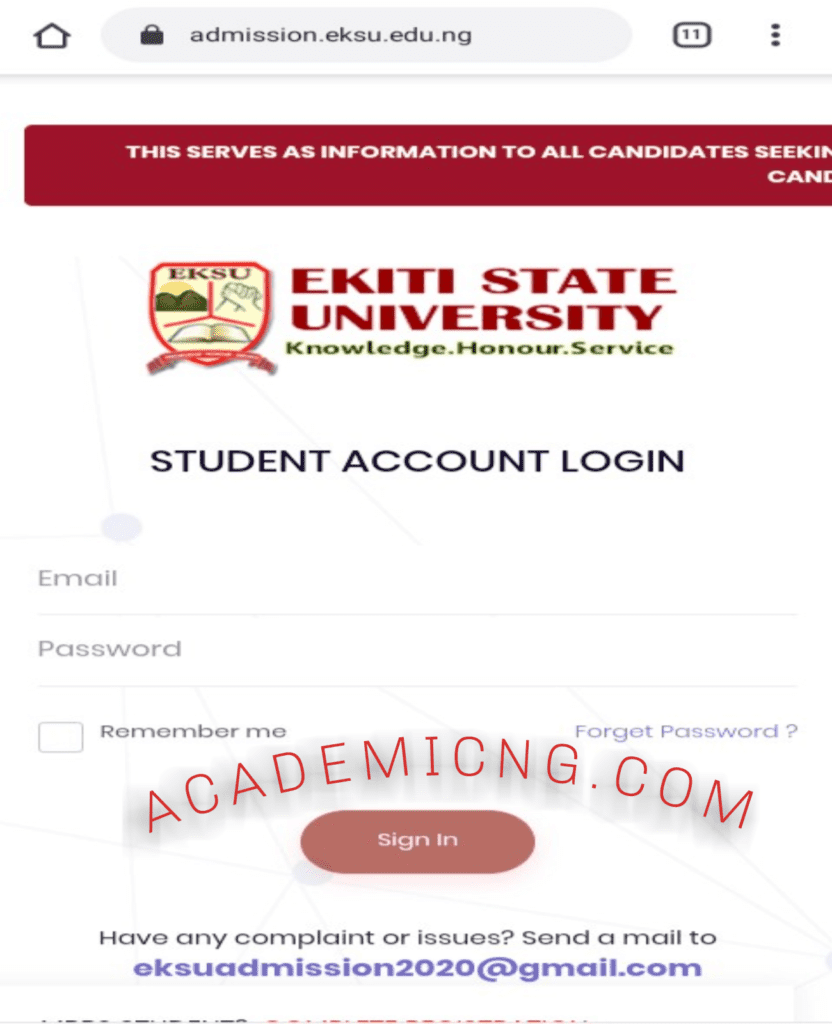 EKSU admission list 2021