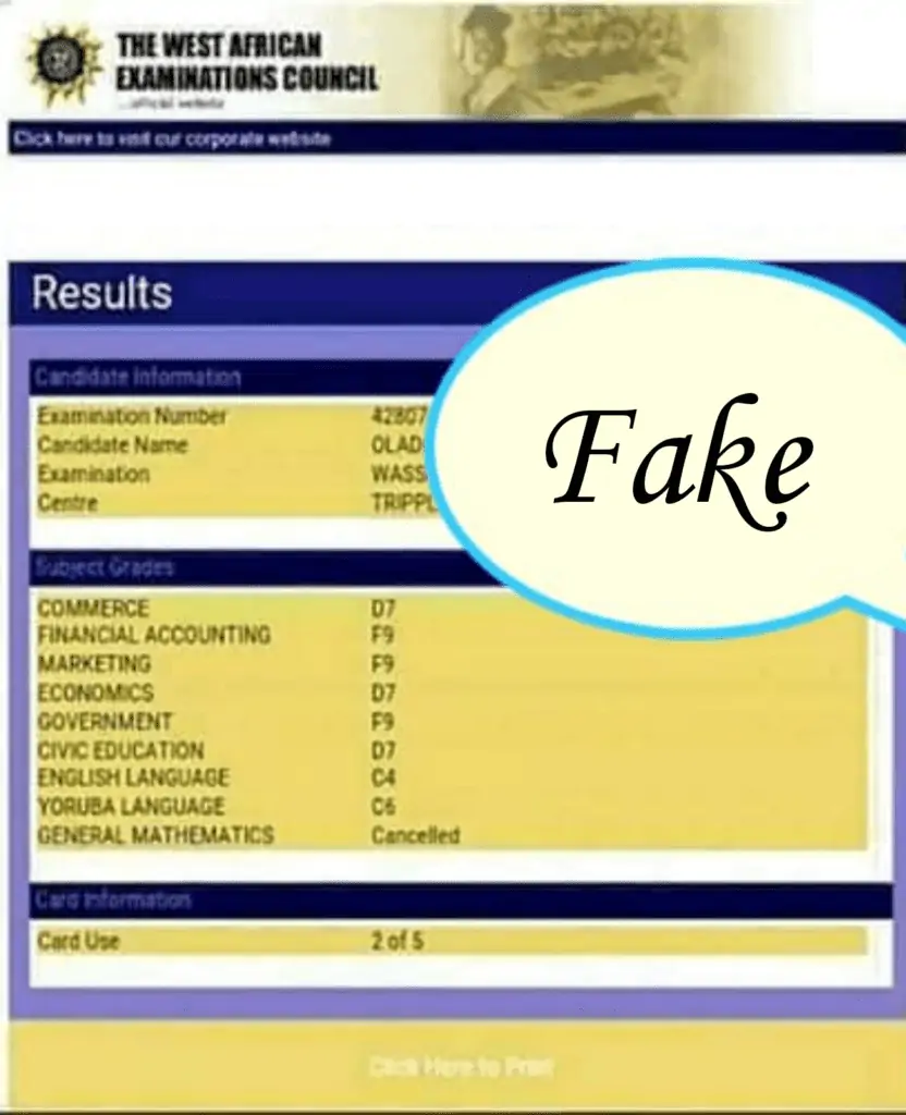 Waec result upgrade