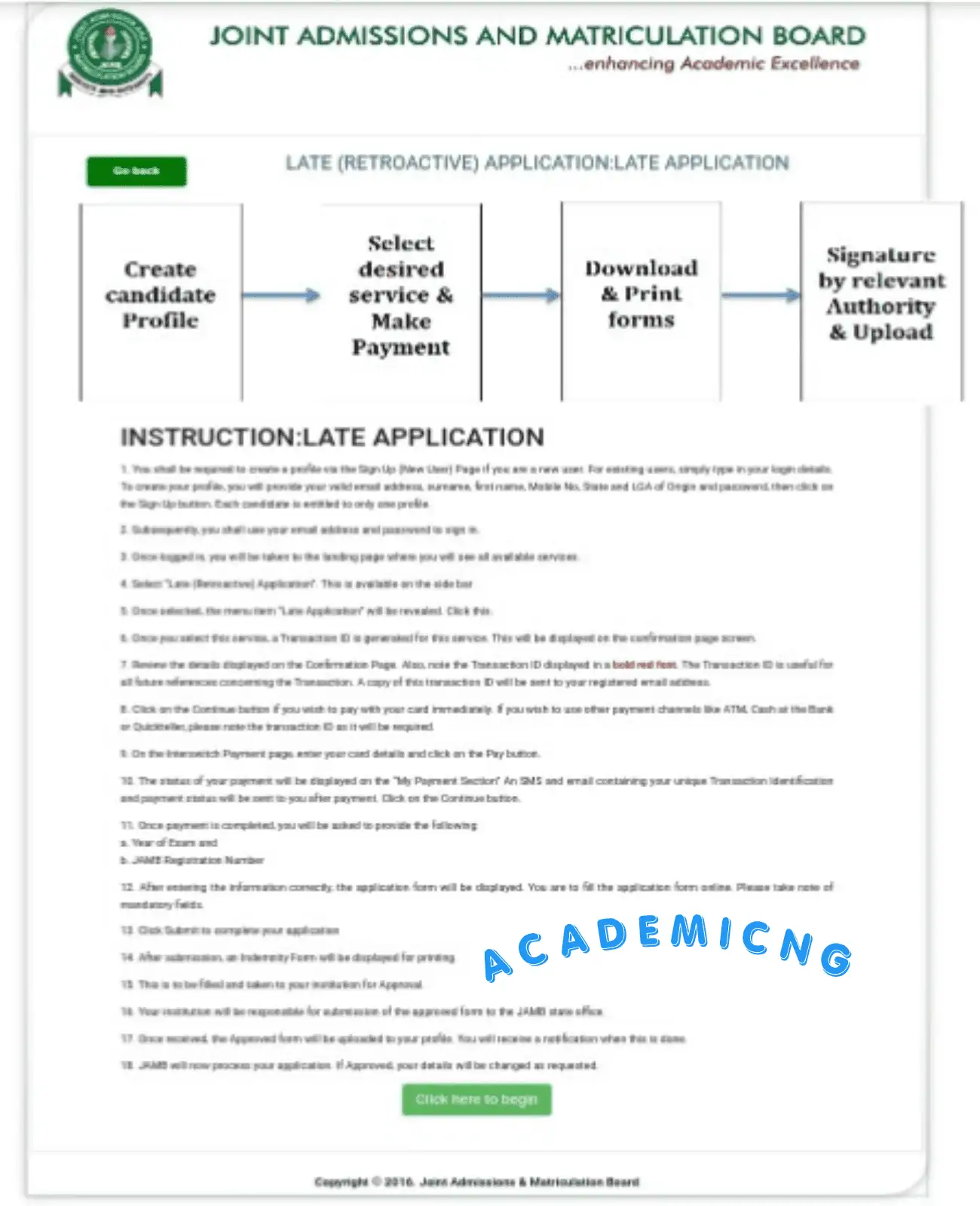 JAMB regularization instructions