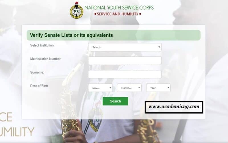 NYSC Approved Senate List 2023/2024 For Batch A, B & C