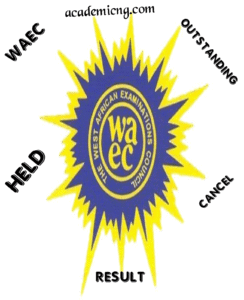 Waec logo with held, canceled and outstanding result