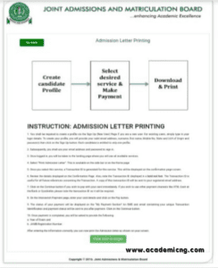 Jamb admission letter instructions