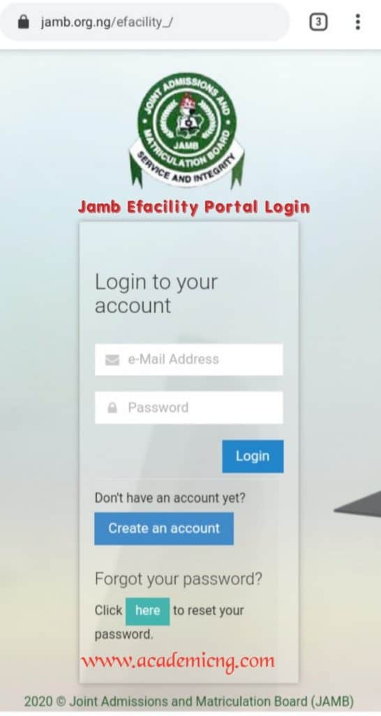 JAMB Portal 2022 Efacility Login (www.jamb.gov.ng) Academicful