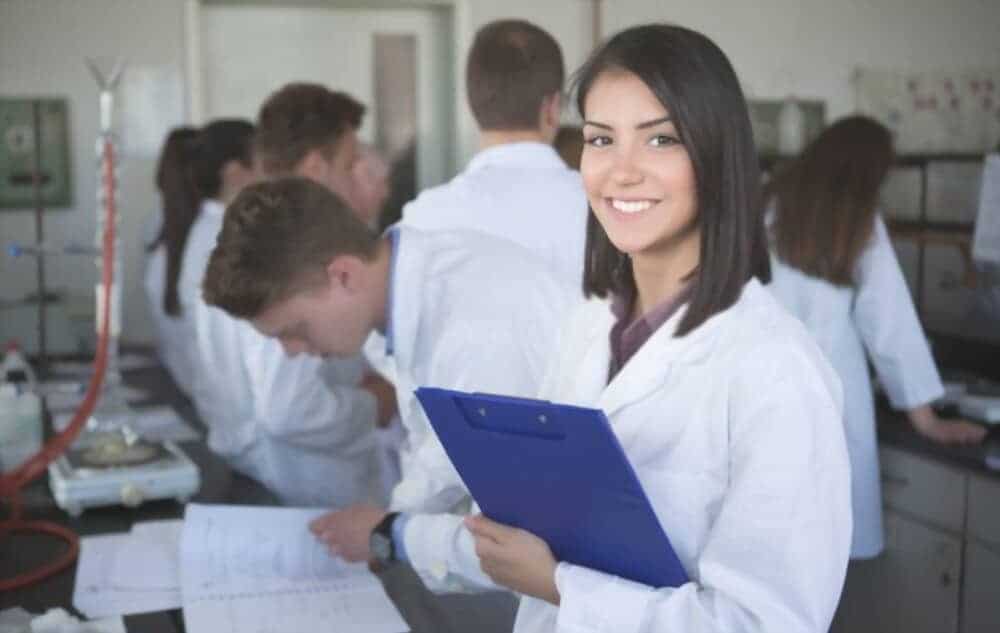 pharmacy students in lab