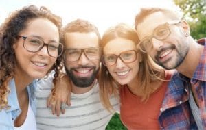 Happy people with glasses