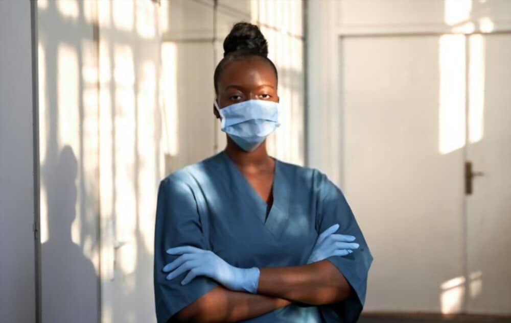 young female nurse wearing scrub
