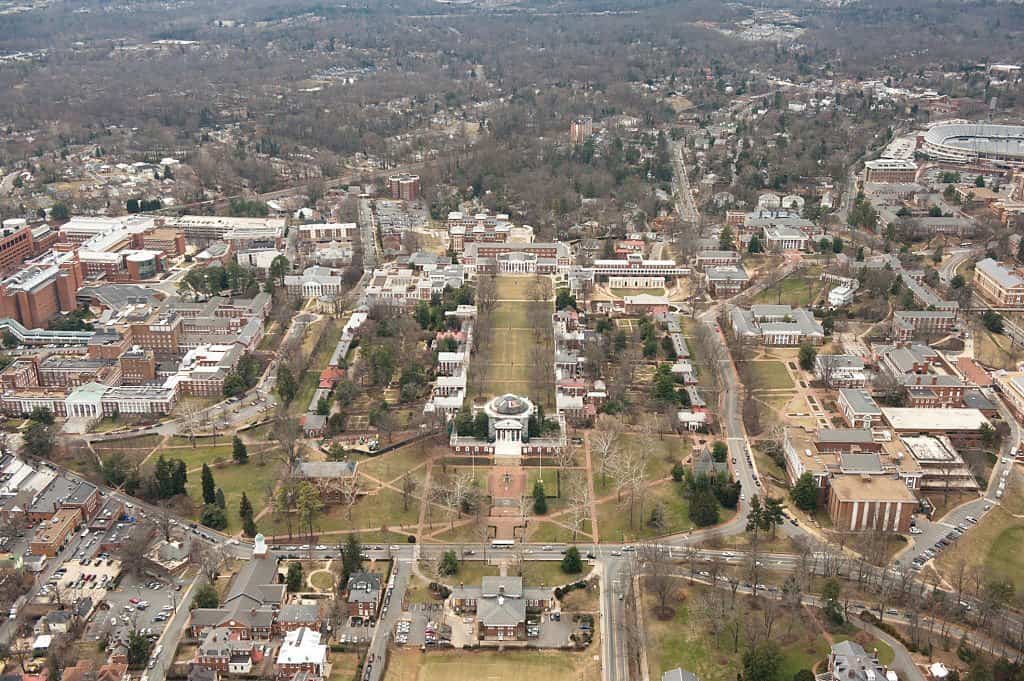 aerial view of UVA campus