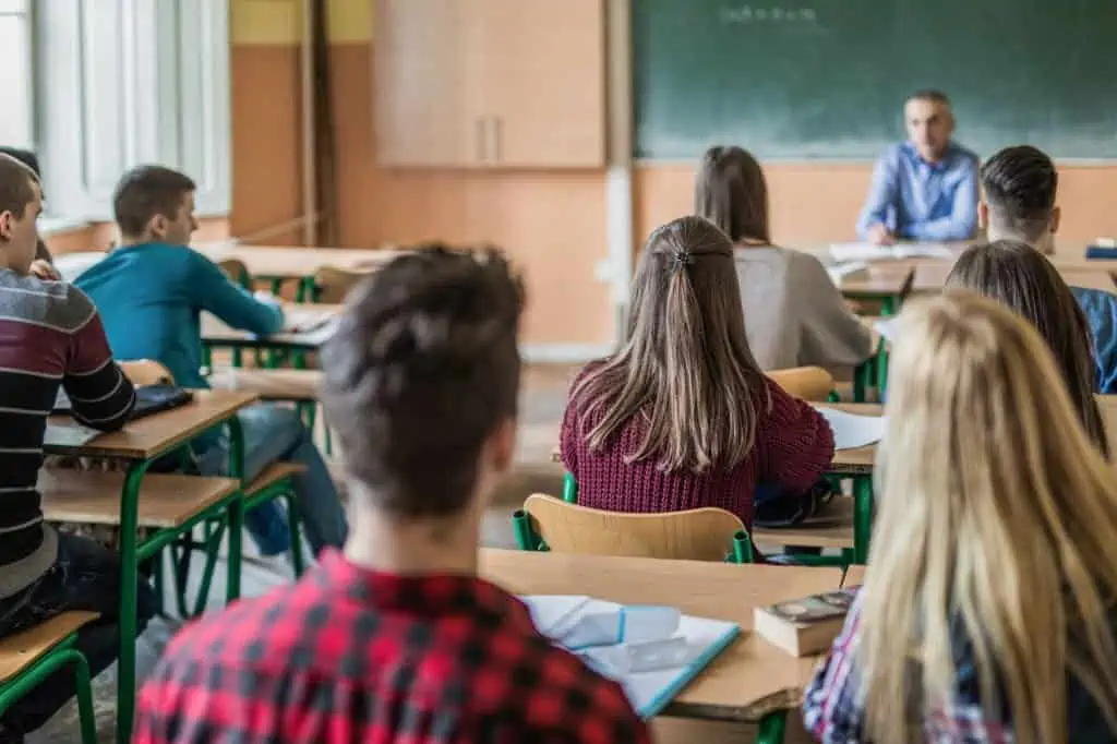 high school classroom with students