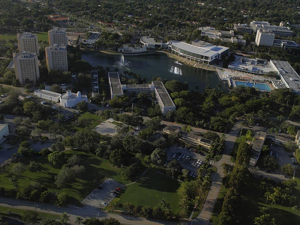 Aerial view of University of Miami campus