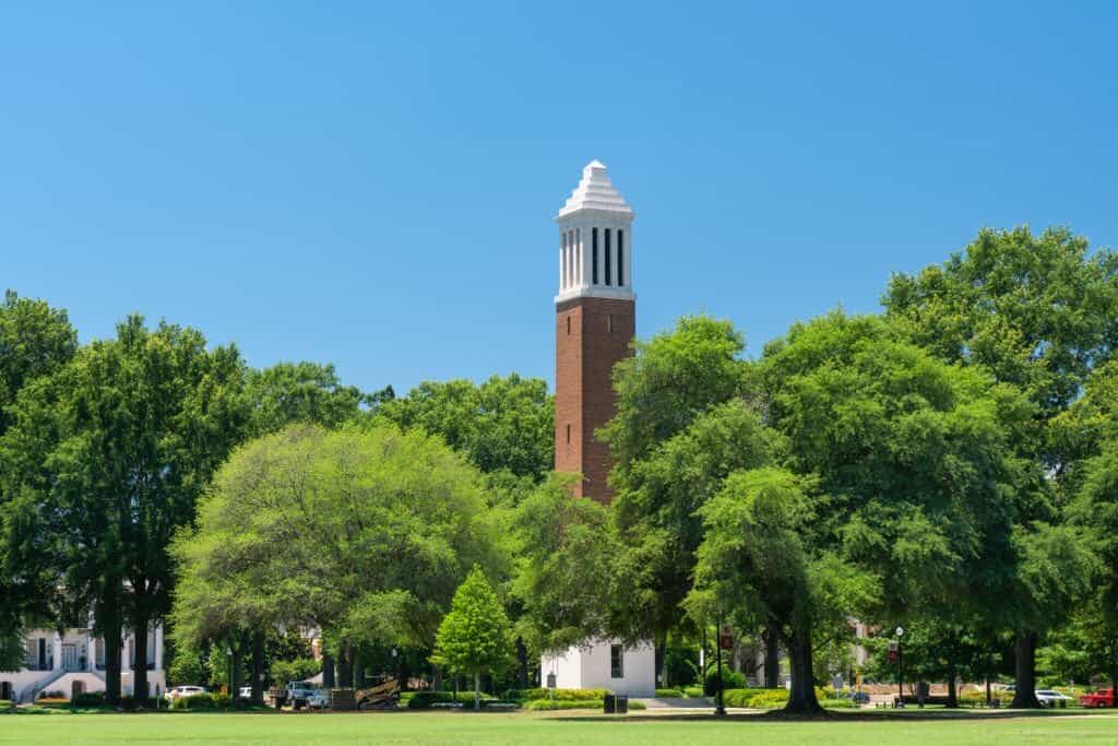 Denny chimes tower at University of Alabama