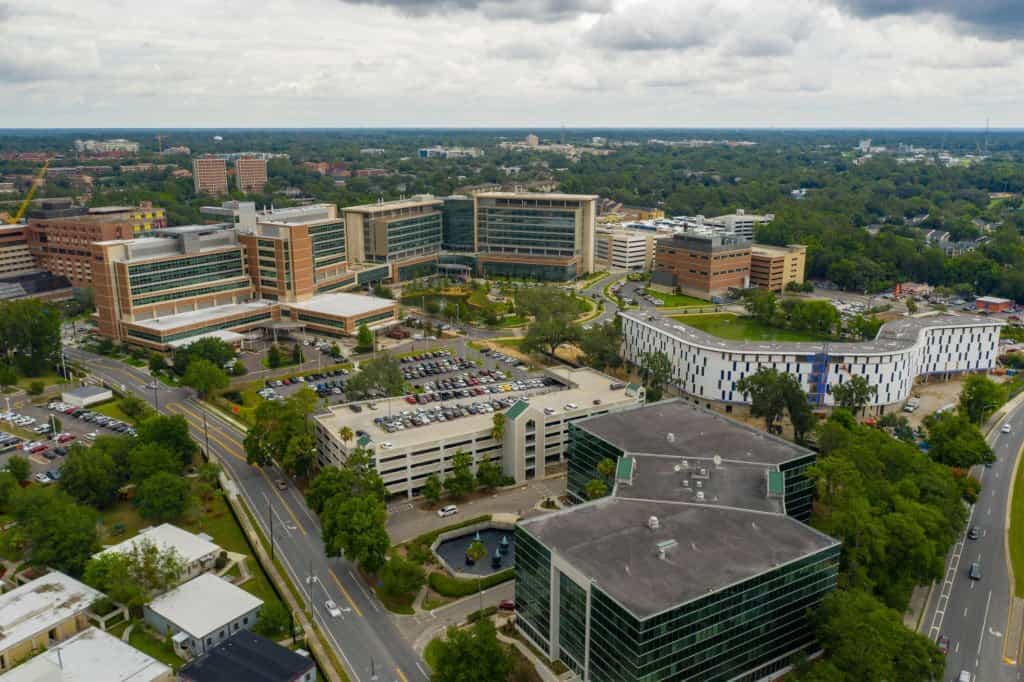 Aerial view of UF campus