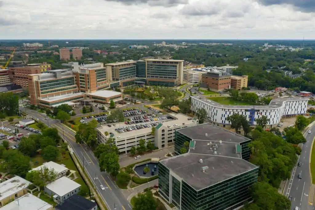 Aerial view of UF campus