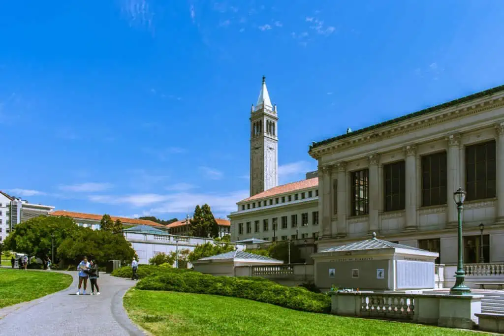Doe Memorial Library and Sather Tower at campus of UC Berkeley