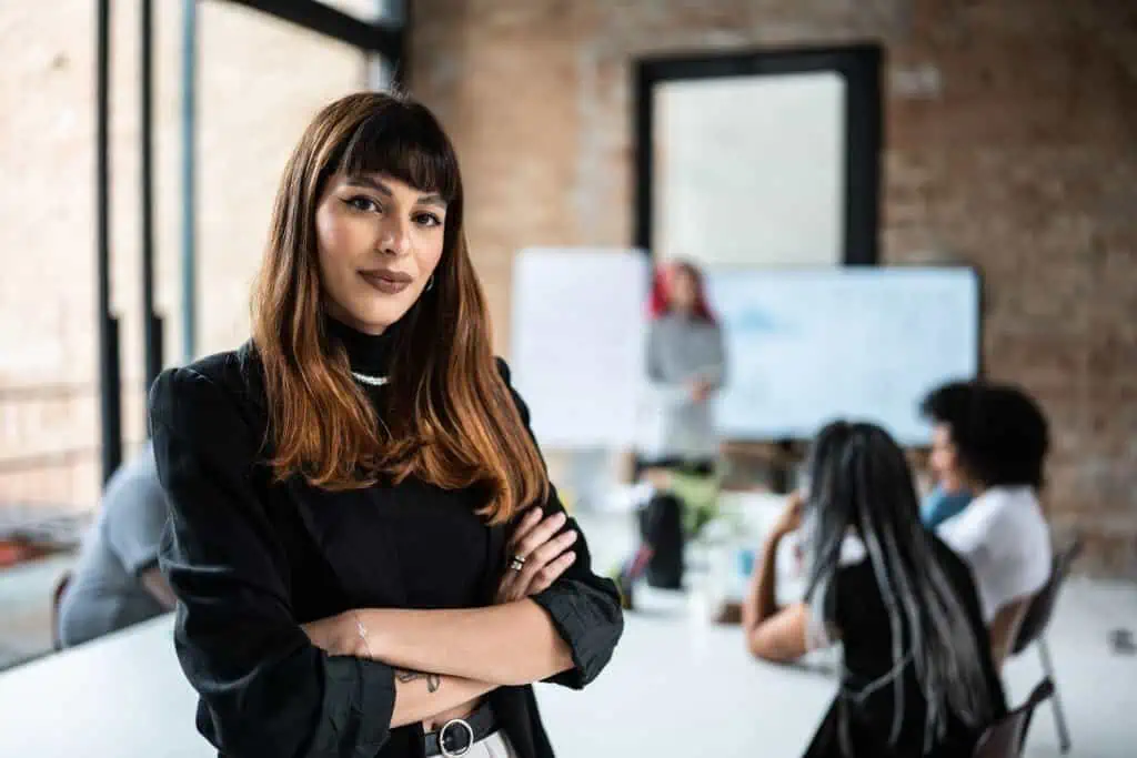 confident businesswoman in an office