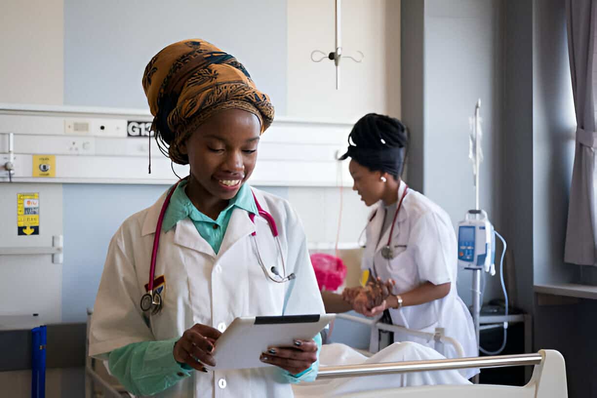 Female African doctors attending to a patient