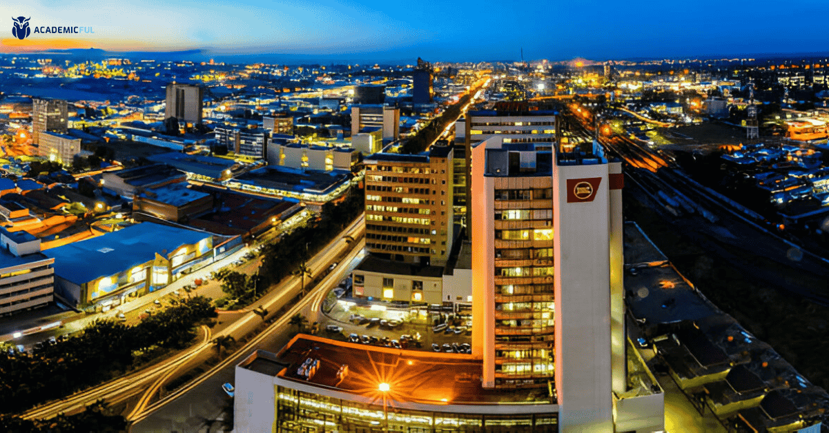 An aerial view of Lusaka, Zambia